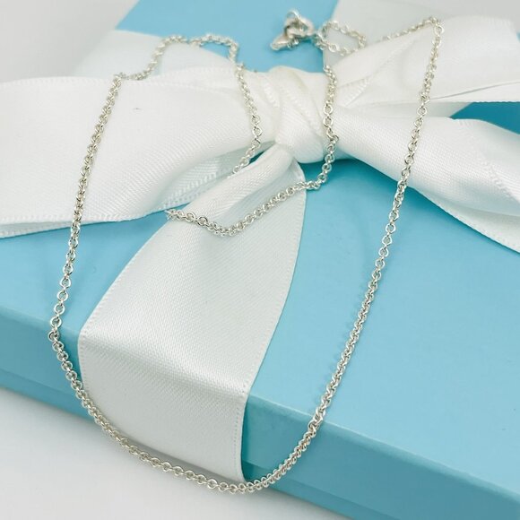 20.5" Tiffany Chain Necklace with 1.5mm Thick Links in Silver Mens Unisex - Picture 3 of 6